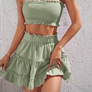 SHEIN Beige Ruffled Skirt Set